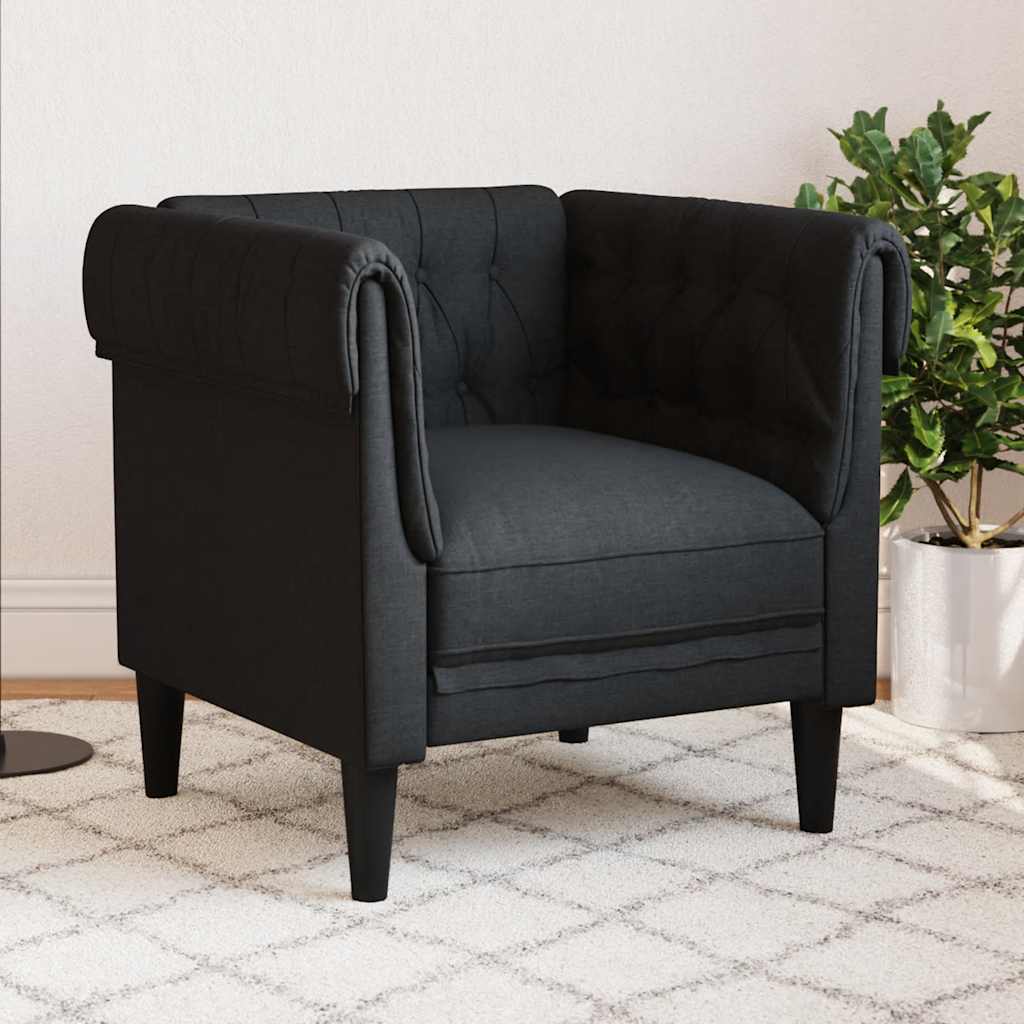 Chesterfield sofa in black fabric