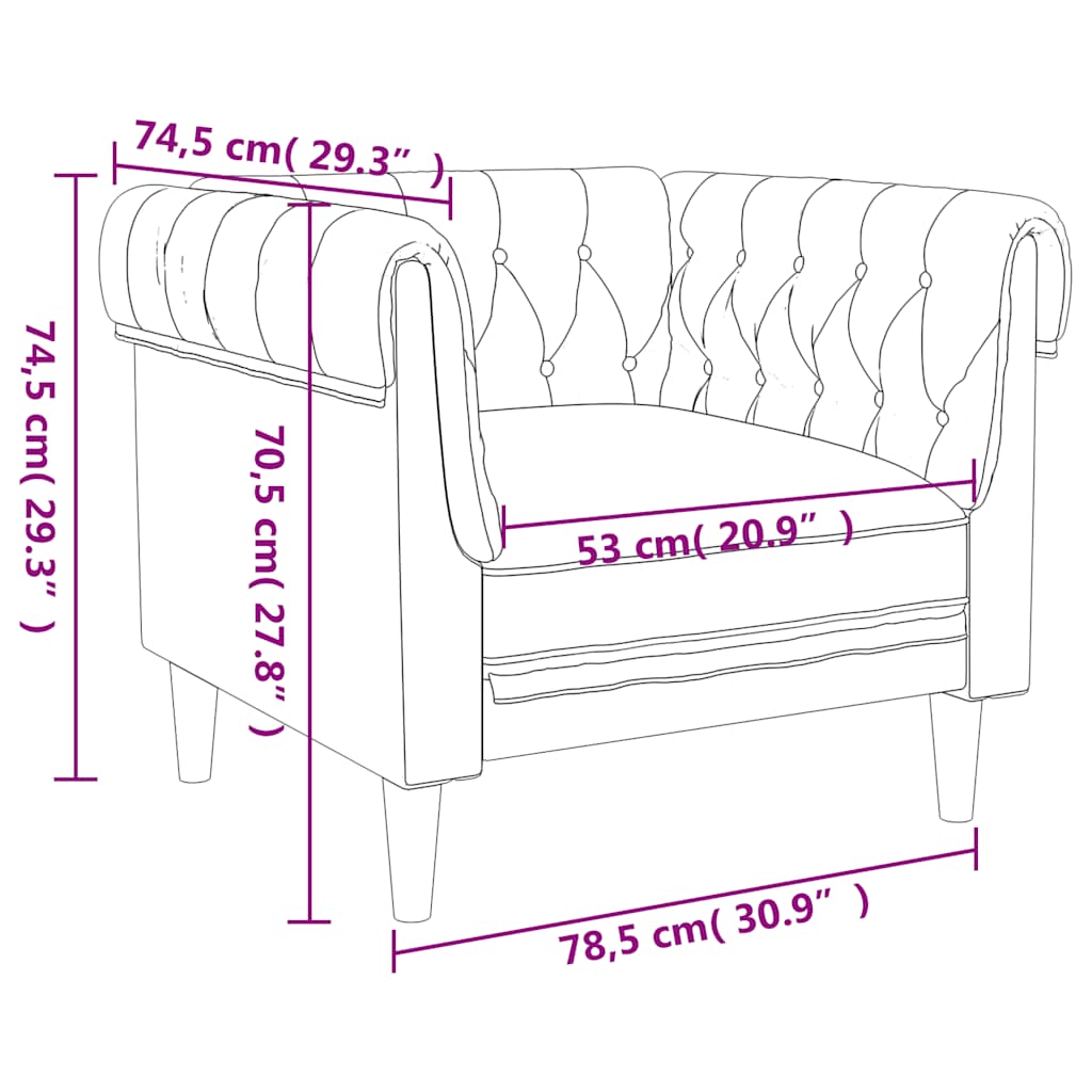 Chesterfield sofa in dark brown fabric