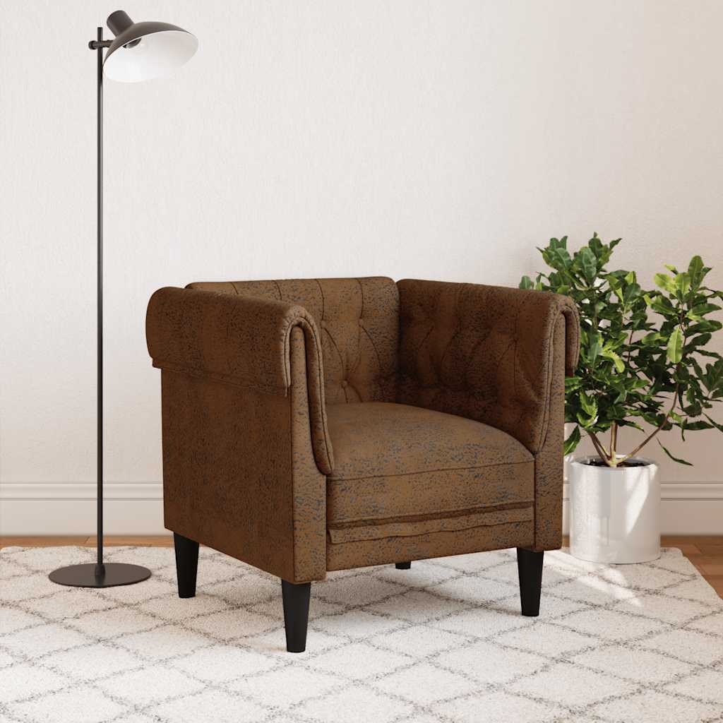 Chesterfield sofa in brown fabric