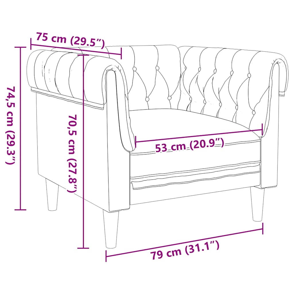 Chesterfield sofa in brown fabric