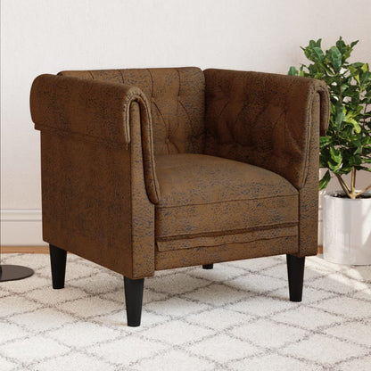 Chesterfield sofa in brown fabric