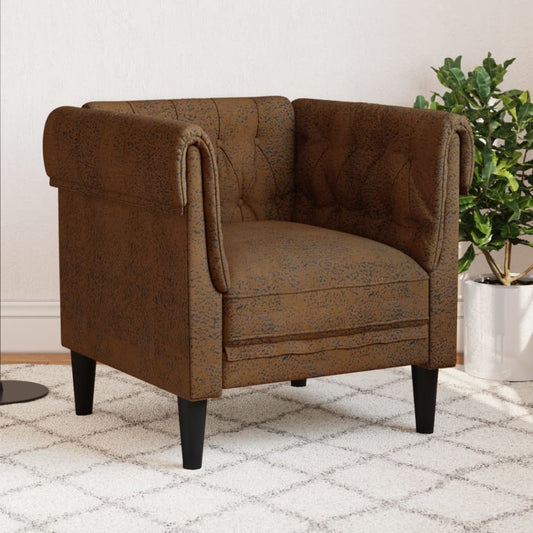 Chesterfield sofa in brown fabric