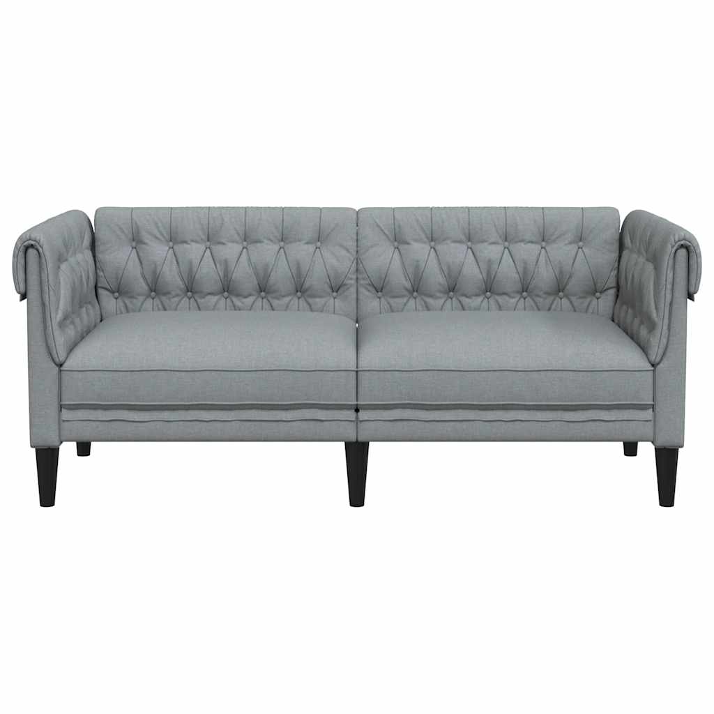 Chesterfield 2-seater sofa in light grey fabric