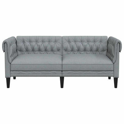 Chesterfield 2-seater sofa in light grey fabric