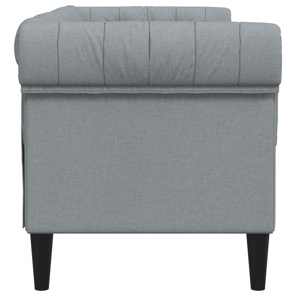 Chesterfield 2-seater sofa in light grey fabric