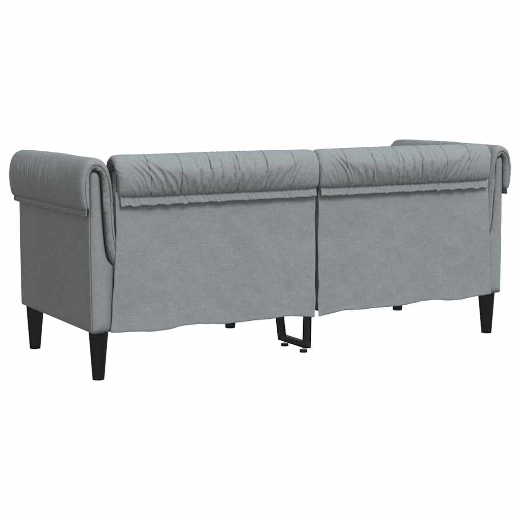 Chesterfield 2-seater sofa in light grey fabric