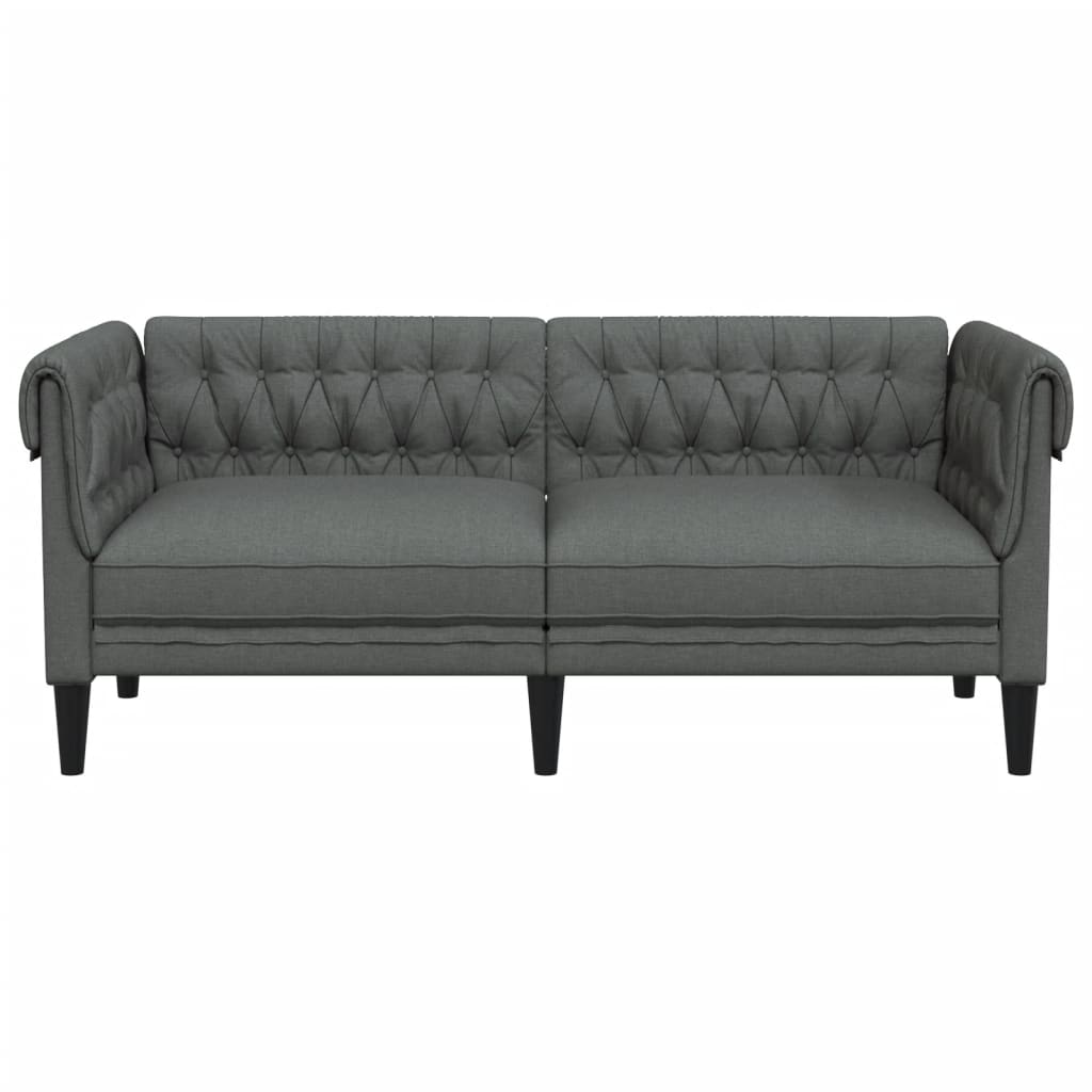 Chesterfield 2-seater sofa in dark grey fabric