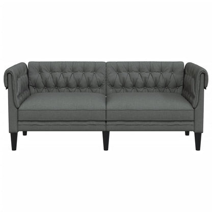 Chesterfield 2-seater sofa in dark grey fabric