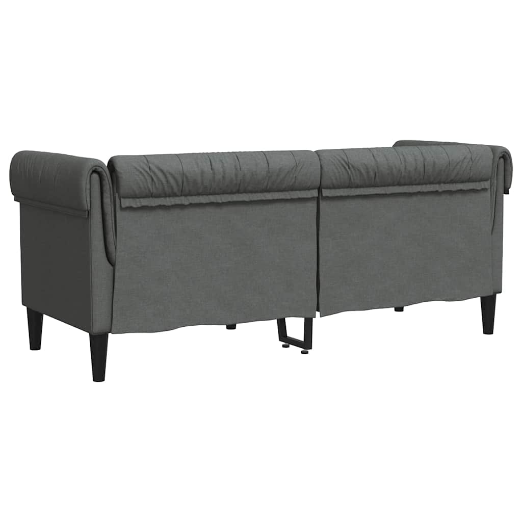 Chesterfield 2-seater sofa in dark grey fabric