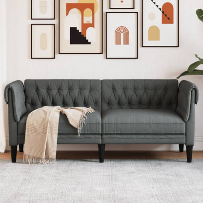 Chesterfield 2-seater sofa in dark grey fabric