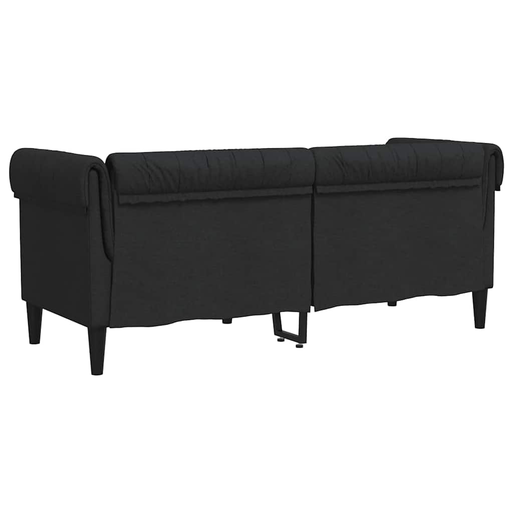 Sofá chesterfield 2 lugares tecido preto