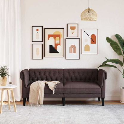Chesterfield 2-seater sofa in dark brown fabric