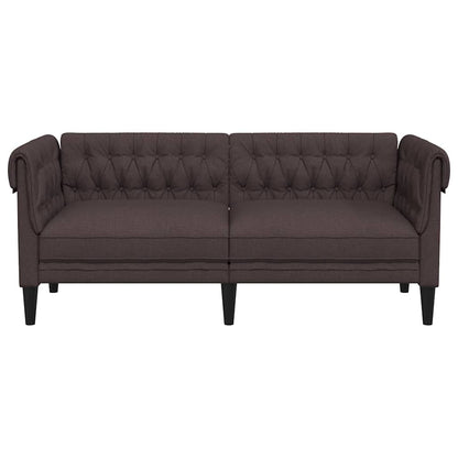 Chesterfield 2-seater sofa in dark brown fabric