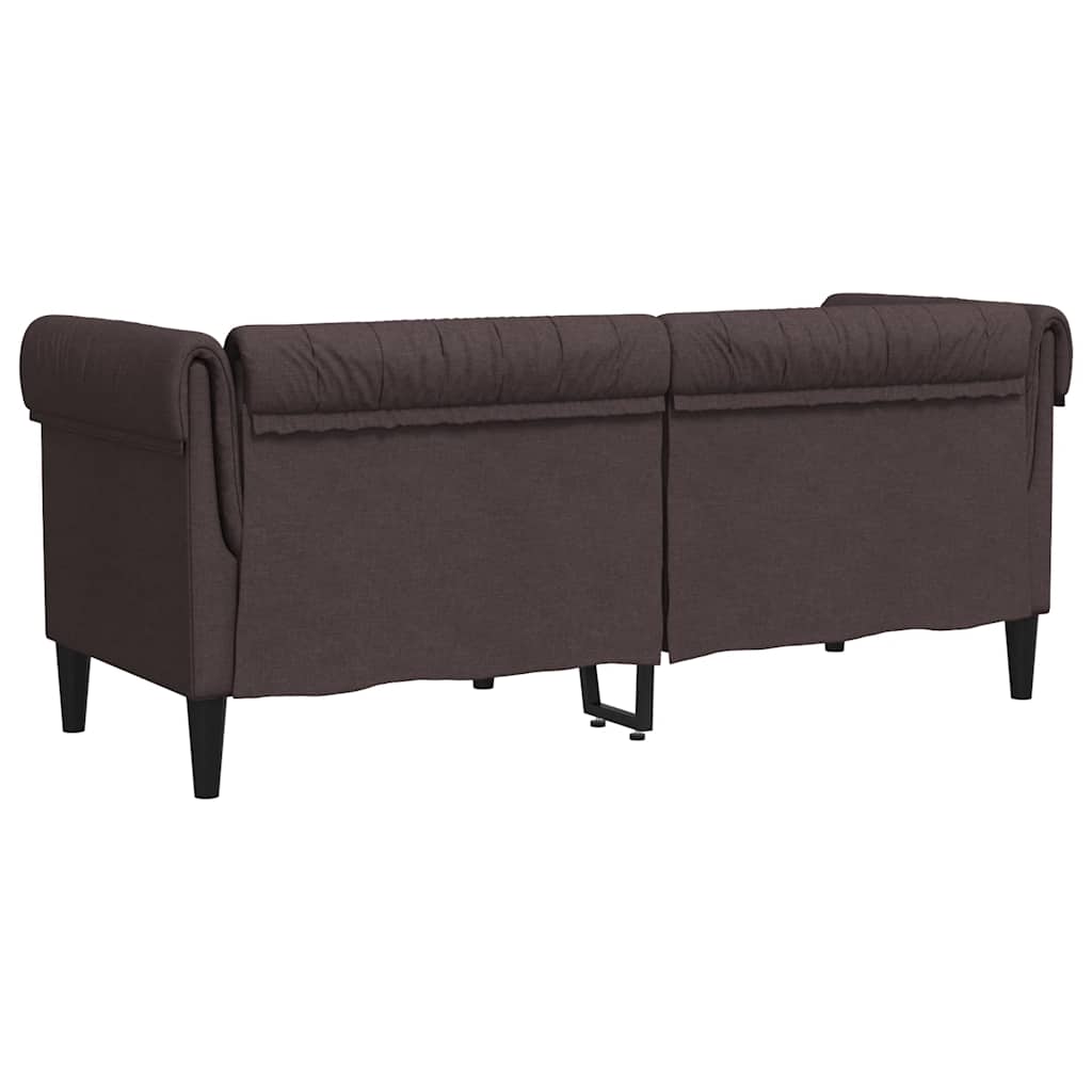 Chesterfield 2-seater sofa in dark brown fabric