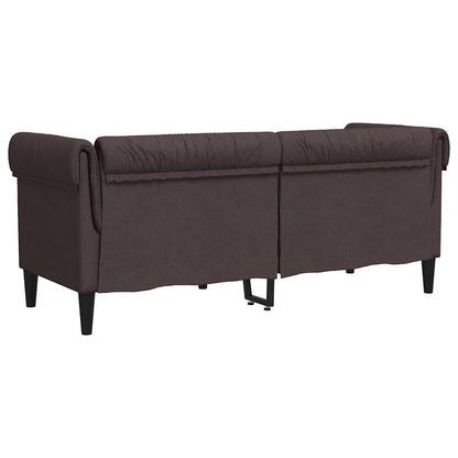 Chesterfield 2-seater sofa in dark brown fabric