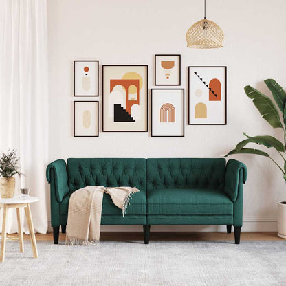 Chesterfield 2-seater sofa in dark green fabric