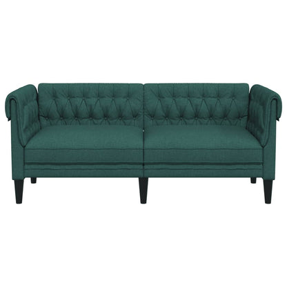 Chesterfield 2-seater sofa in dark green fabric