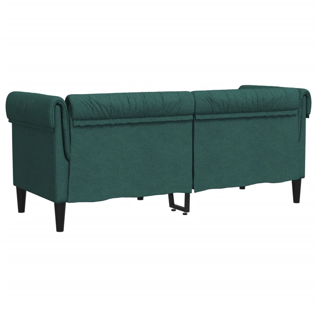 Chesterfield 2-seater sofa in dark green fabric