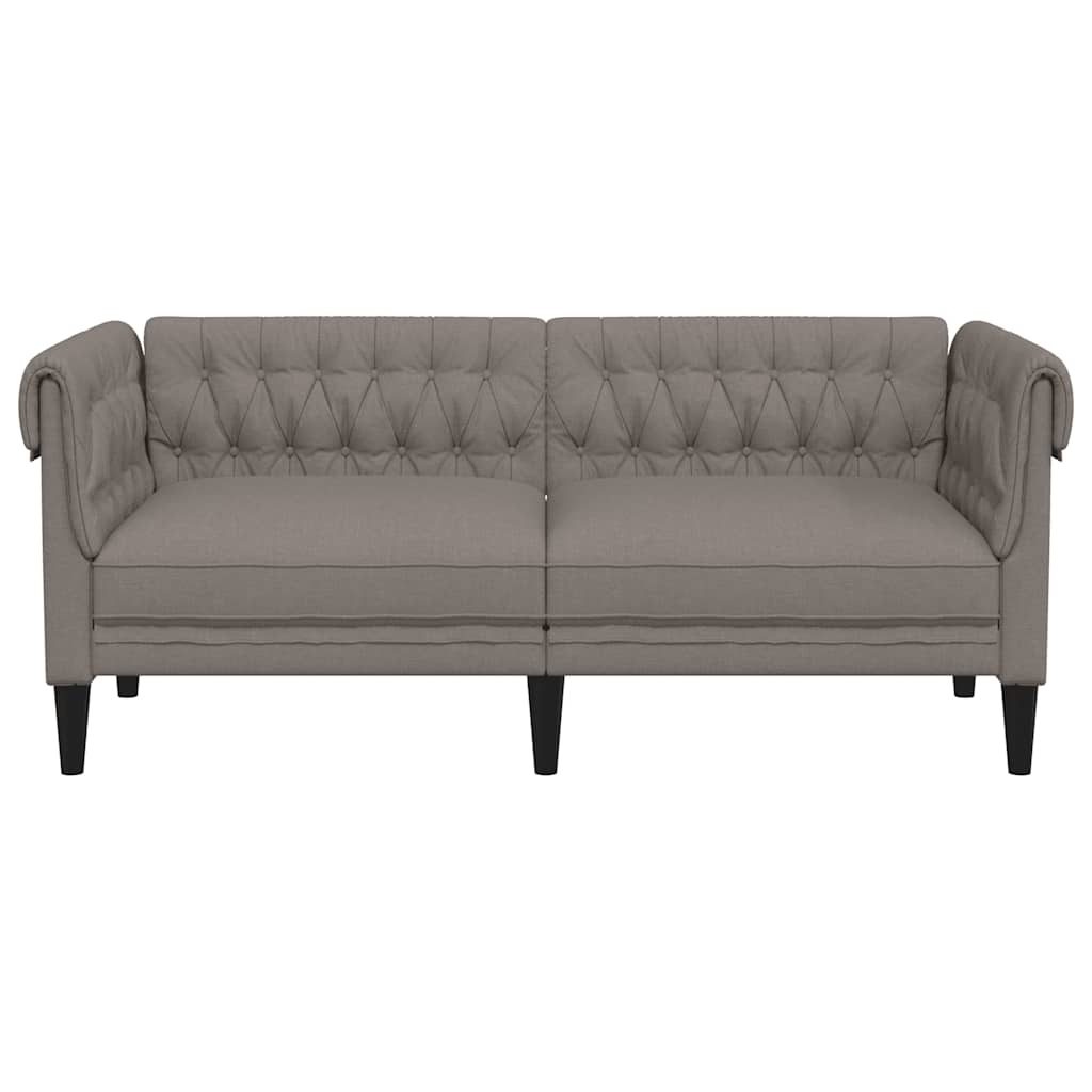 Chesterfield 2-seater sofa in grey-brown fabric