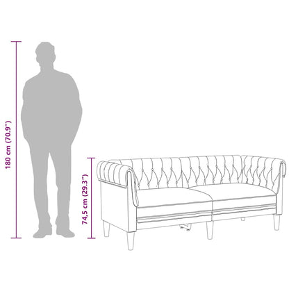 Chesterfield 2-seater sofa in grey-brown fabric