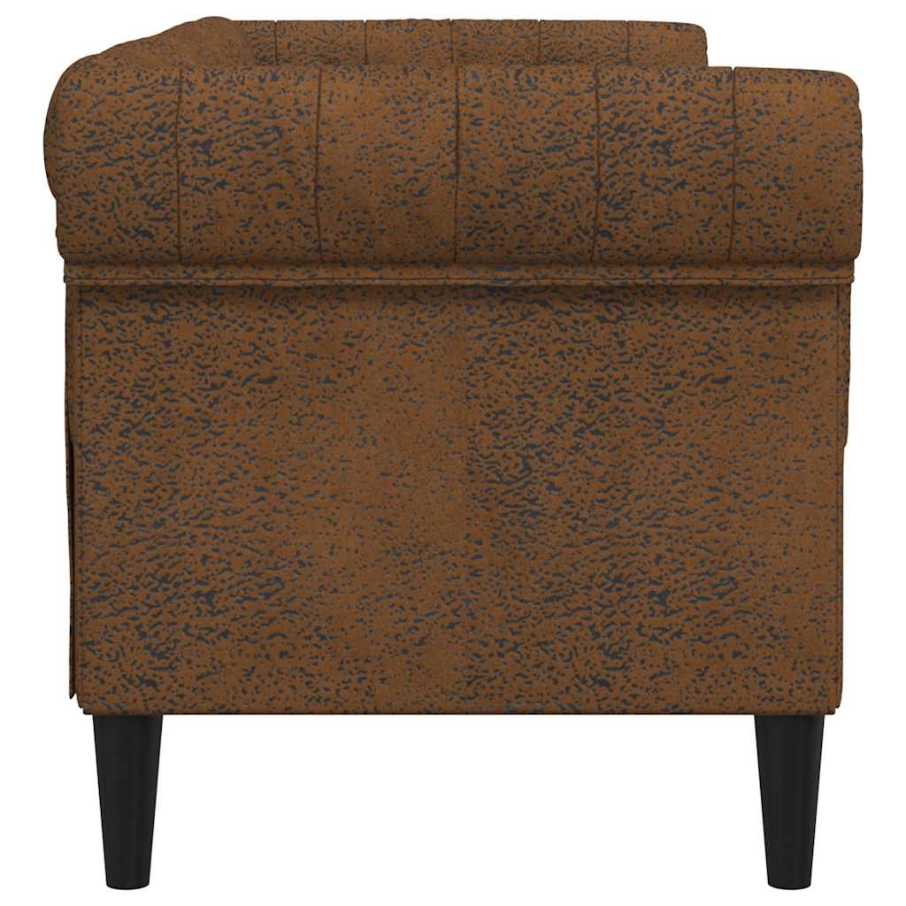 Chesterfield 2-seater sofa in brown fabric