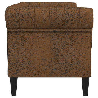 Chesterfield 2-seater sofa in brown fabric