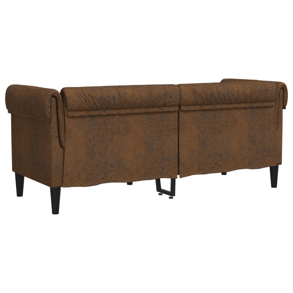 Chesterfield 2-seater sofa in brown fabric