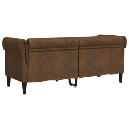 Chesterfield 2-seater sofa in brown fabric