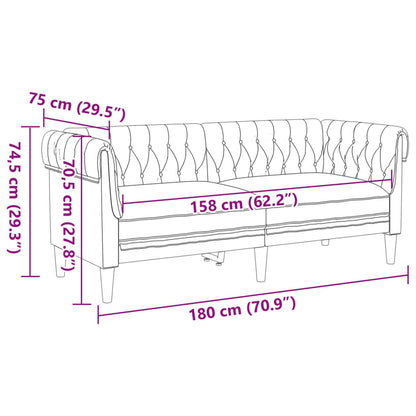 Chesterfield 2-seater sofa in brown fabric
