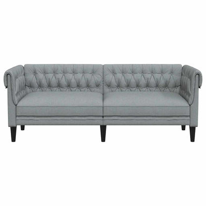 Chesterfield 3-seater sofa in light grey fabric