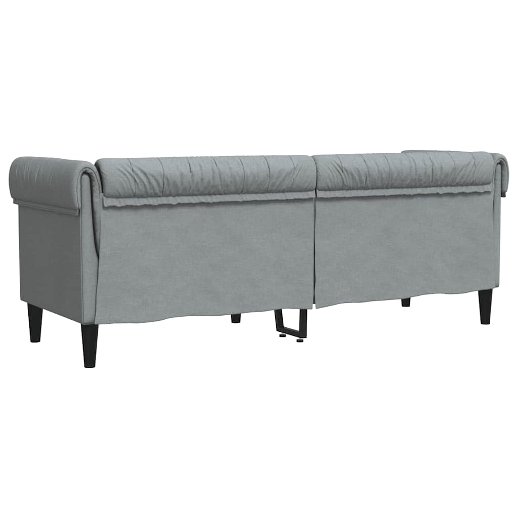 Chesterfield 3-seater sofa in light grey fabric