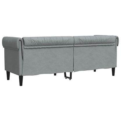 Chesterfield 3-seater sofa in light grey fabric