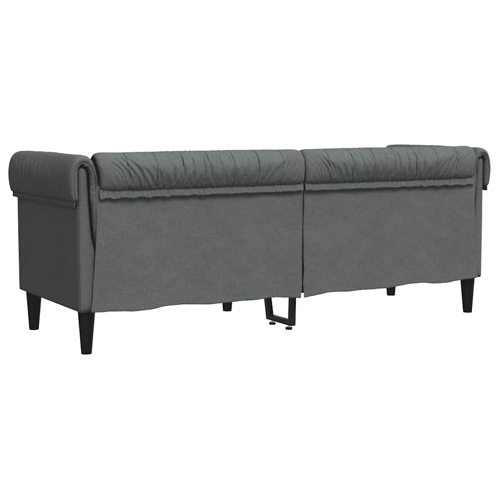 Chesterfield 3-seater sofa in dark grey fabric