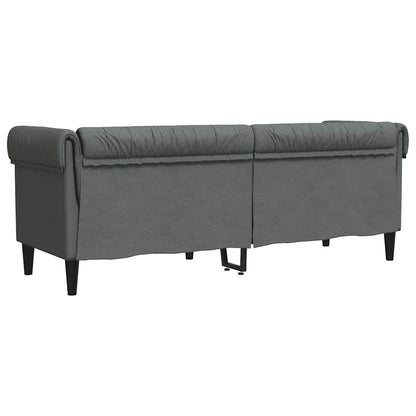 Chesterfield 3-seater sofa in dark grey fabric