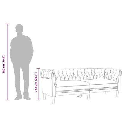 Chesterfield 3-seater sofa in dark grey fabric