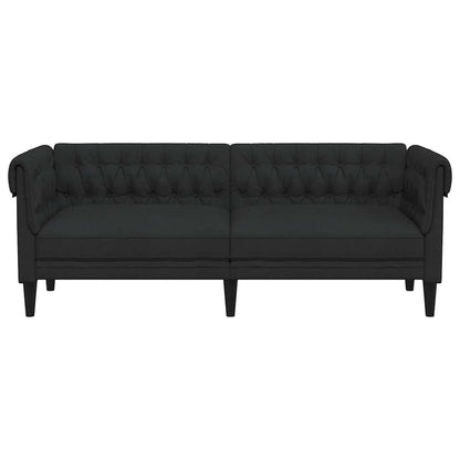 Chesterfield 3-seater sofa in black fabric