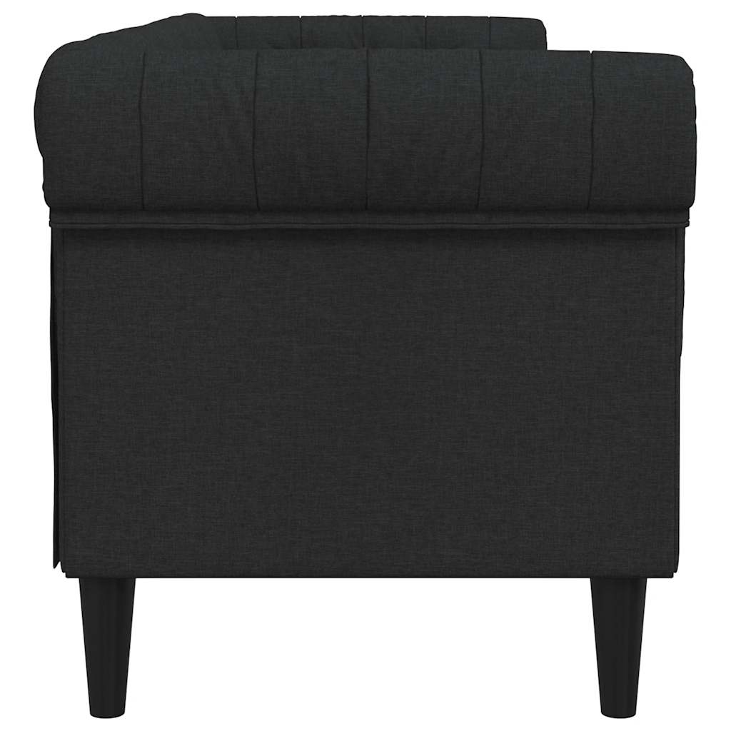 Chesterfield 3-seater sofa in black fabric