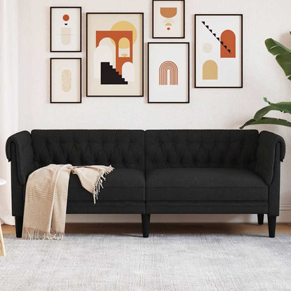 Chesterfield 3-seater sofa in black fabric