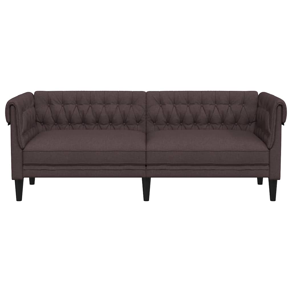 Chesterfield 3-seater sofa in dark brown fabric