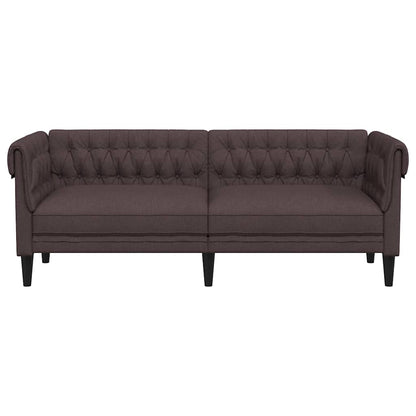 Chesterfield 3-seater sofa in dark brown fabric