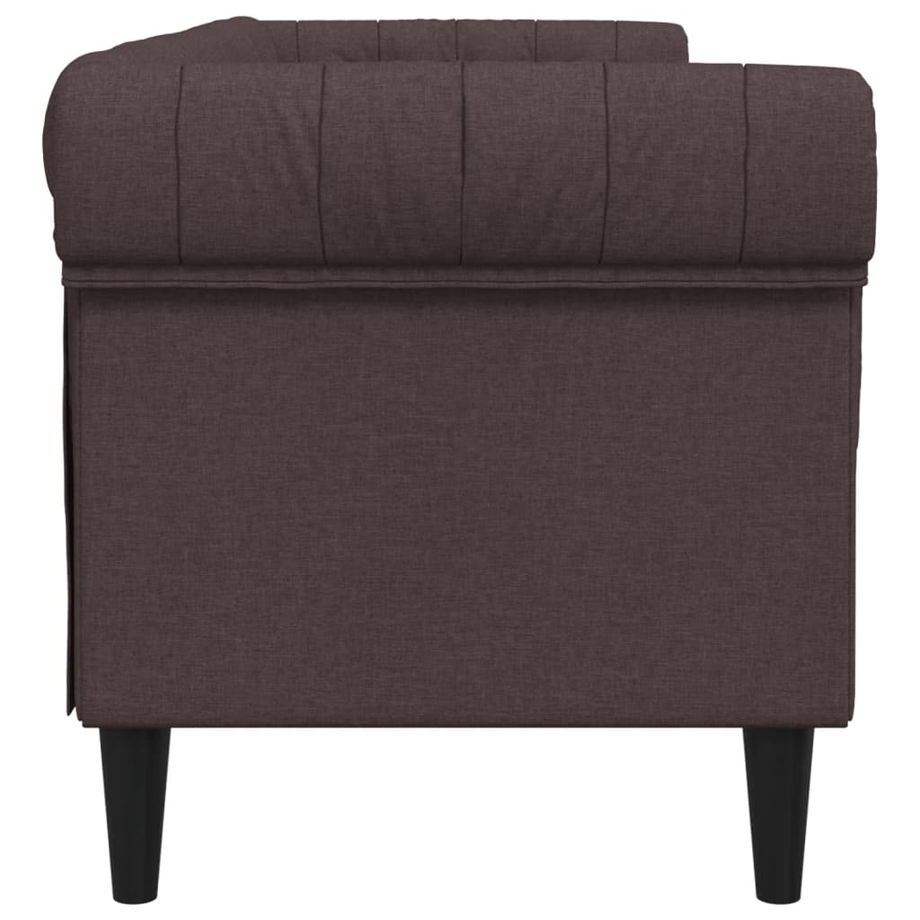 Chesterfield 3-seater sofa in dark brown fabric