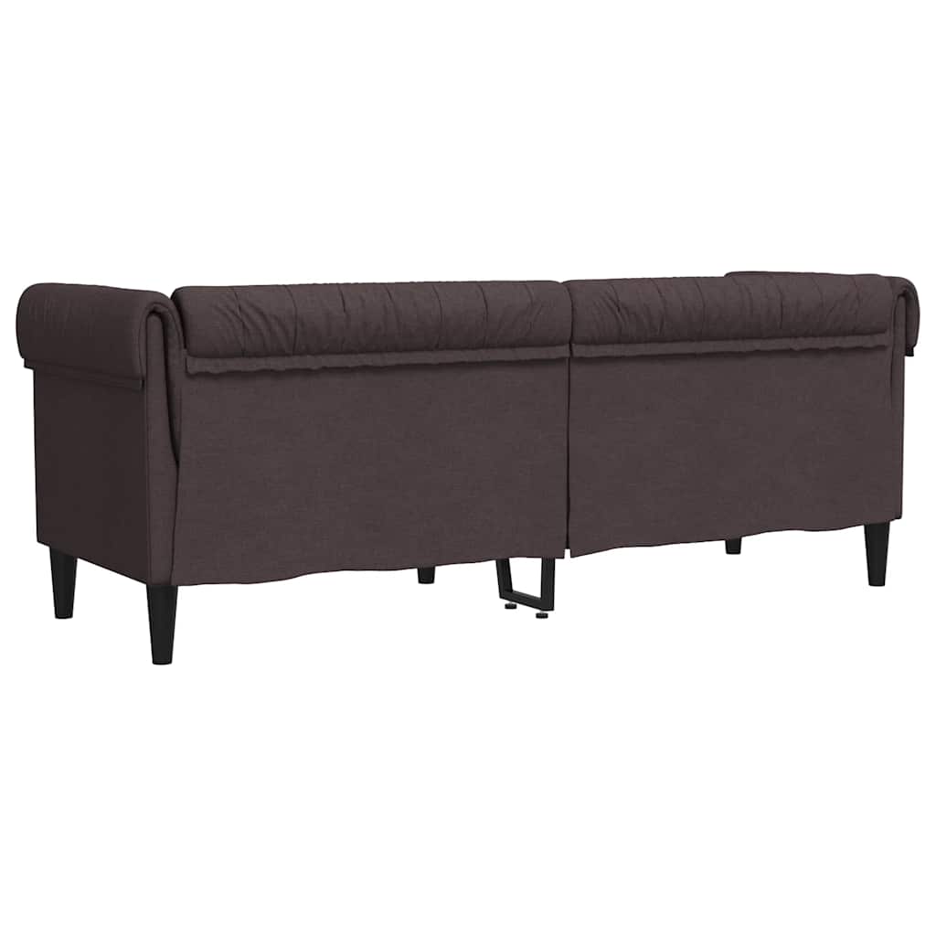 Chesterfield 3-seater sofa in dark brown fabric