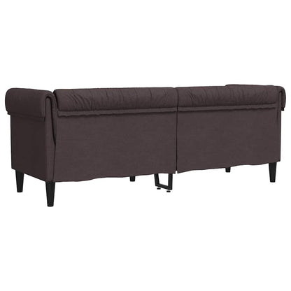 Chesterfield 3-seater sofa in dark brown fabric