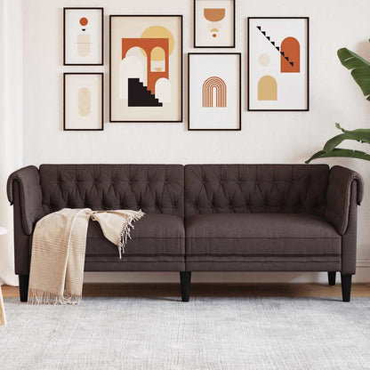 Chesterfield 3-seater sofa in dark brown fabric