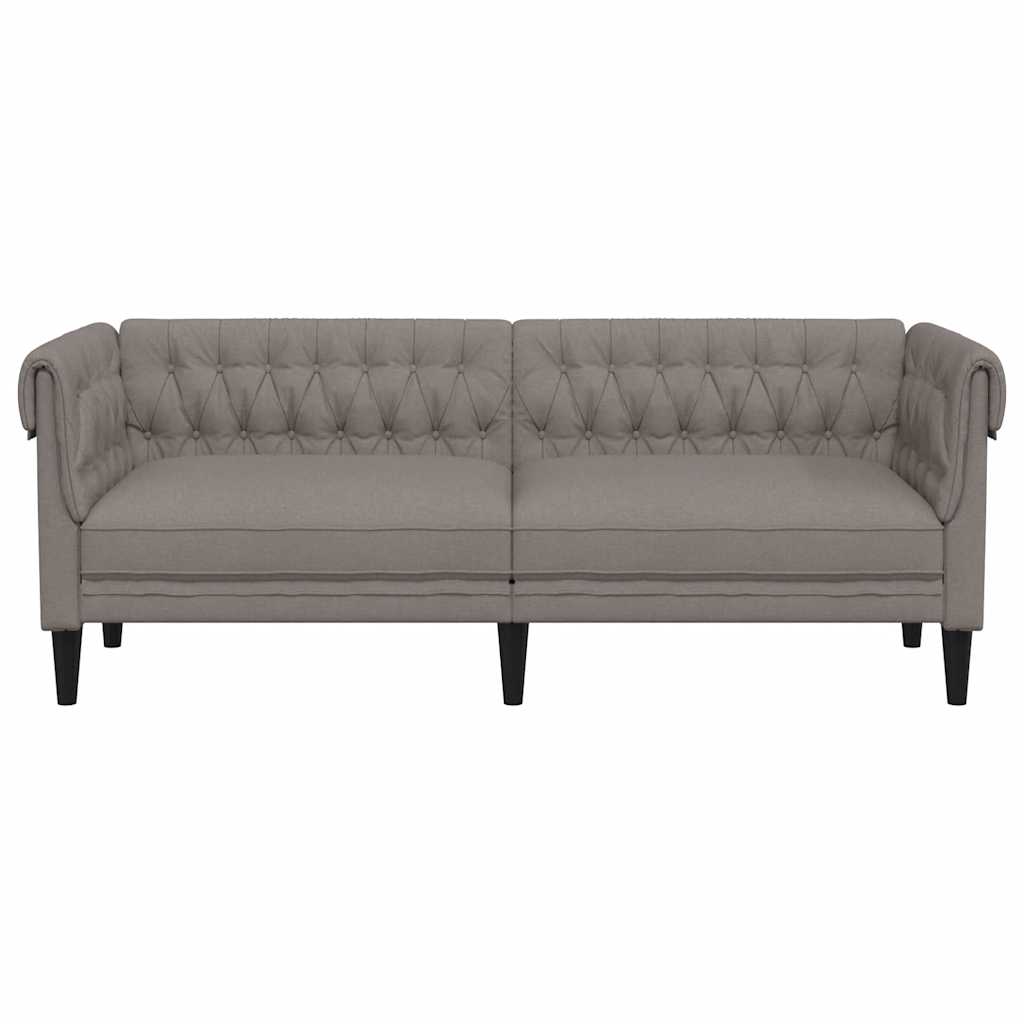 Chesterfield 3-seater sofa in grey-brown fabric