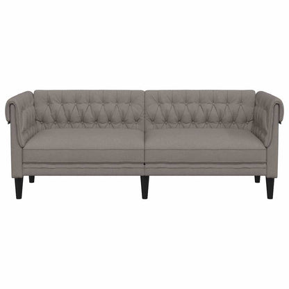 Chesterfield 3-seater sofa in grey-brown fabric