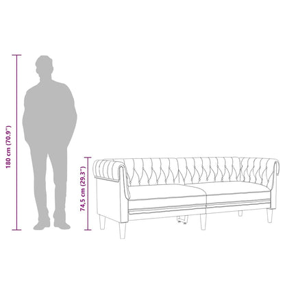 Chesterfield 3-seater sofa in grey-brown fabric