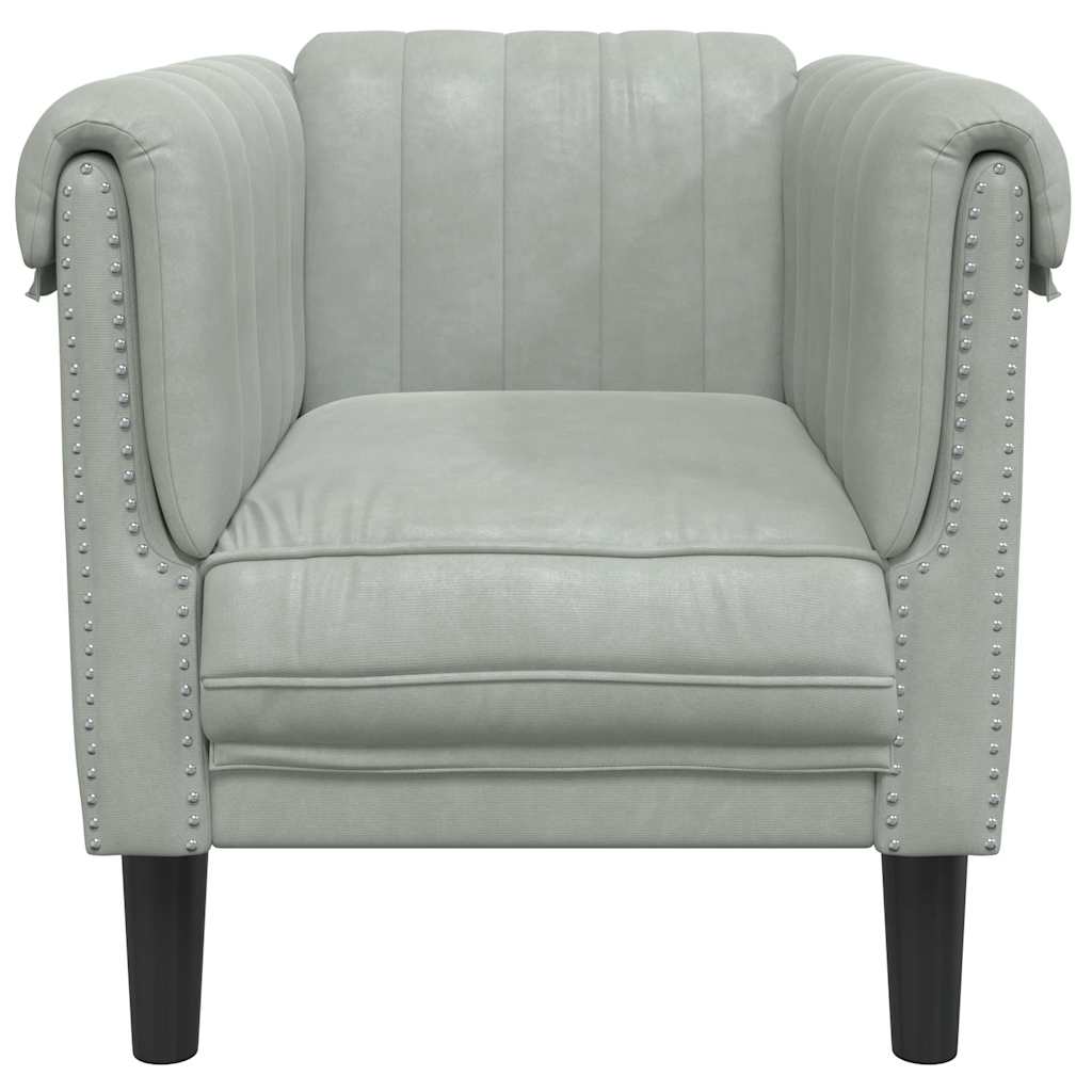 Light grey velvet armchair