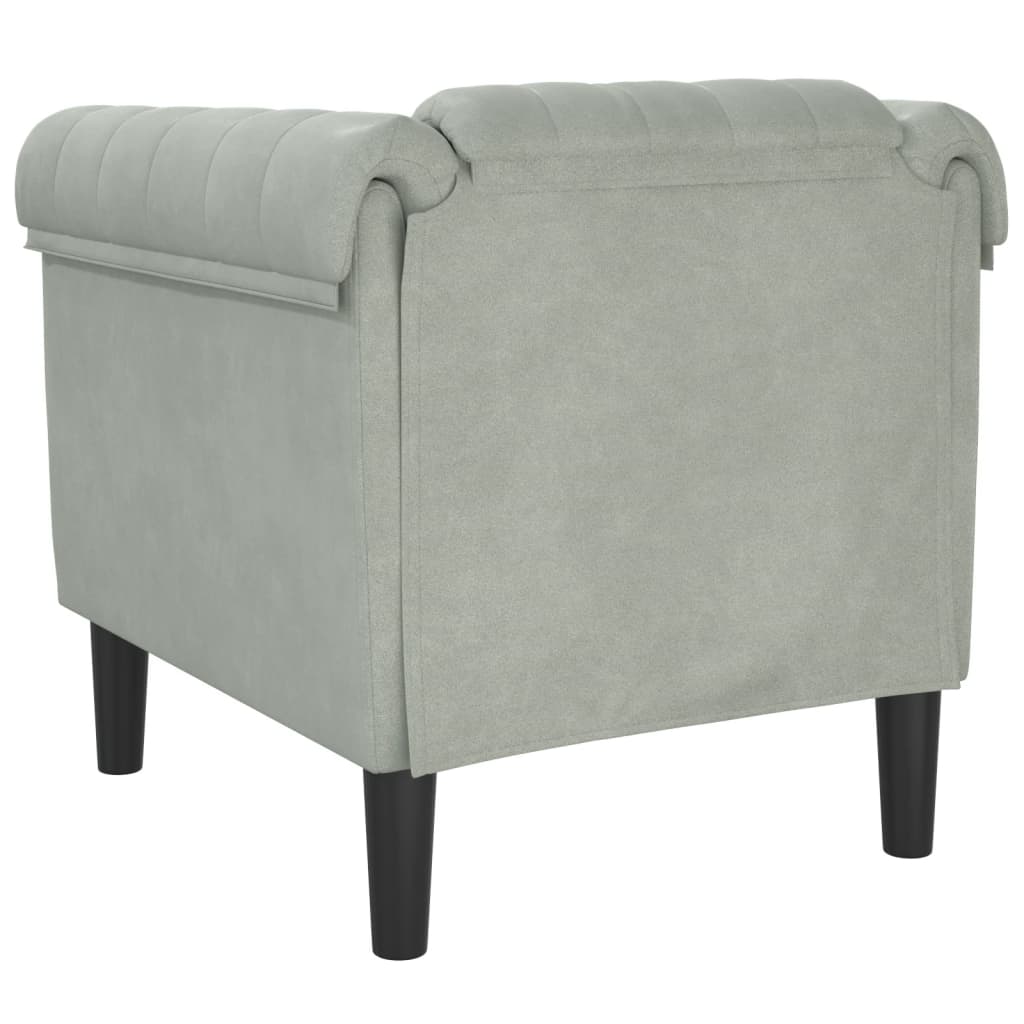 Light grey velvet armchair