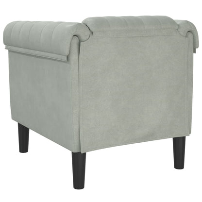 Light grey velvet armchair